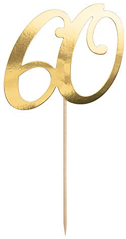 DekoHaus Torten Topper 60 Gold 21 cm – Kuchendeko aus Spiegelkarton, Cake Topper für 60. Geburtstag, Jubiläum, Goldene Hochzeit
