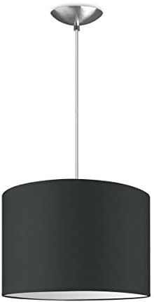 Combinazione lampada a sospensione, , paralume color antracite, paralume 30 cm, pendolo finitura acciaio opaco, cavo lungo 100 cm regolabile in altezza, illuminazione soggiorno, attacco E27