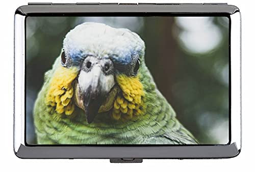 Cassa della sigaretta del pacco completo della scatola rigida, cassa del biglietto da visita del biglietto da visita dell'uccello verde del pappagallo Design Slim Design in acciaio inossidabile C014