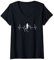 Damen Taucheruhr mit Herzschlag. Geschenk zum Tauchen. T-Shirt mit V-Ausschnitt