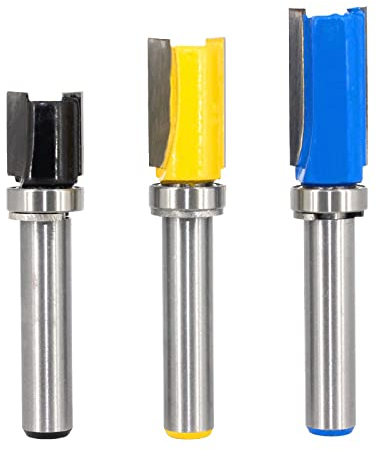 3pcs 8mm Shank Flush Trim Router Bit Pattern Bit Top Bottom Bearing 1/2 Blade Template Wood Milling Cutter Carpenter MC02210