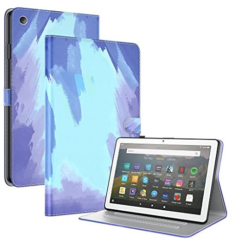 SATURCASE Funda para Amazon Fire HD 8 2017 y 2018 (7ª y 8ª generación), estilo acuarela PU cuero Flip Wallet Stand Card ranuras cubierta protectora (TR-1)