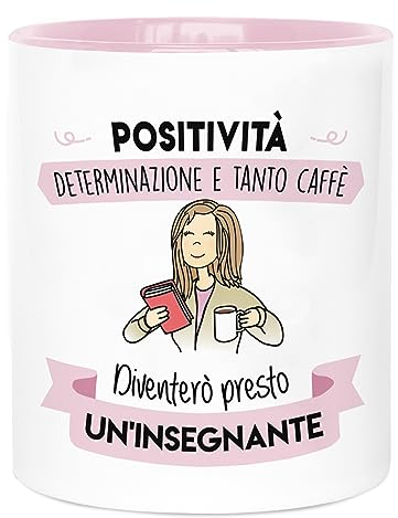 LA MENTE ES MARAVILLOSA - Mug/Tasse en Céramique avec Phrase et Dessin |Positivitá, Determinazione e Tanto Caffè| 330 ml Cadeau Original pour Jour Special, Tasse de Café