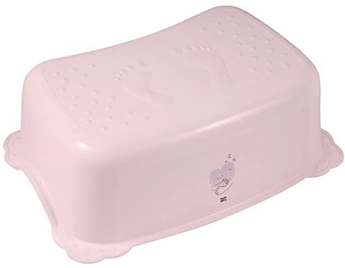 Hylat Baby Tritthocker Kinder - Stabil & rutschfest, Gummiert, Leicht - Für Kinder ab 3 Jahren, bis 40 kg - Rosa mit Hug Me-Motiv