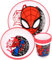Juego de vajilla infantil bicolor - Set compuesto por 3 piezas: Plato, cuenco y vaso para niños - Juego de vajilla para bebé con base antideslizante - Libre de BPA (Spiderman)