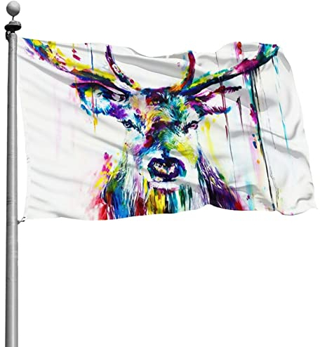 Flaggen, Bunte Hirsche Flaggenbanner Lebendige Farbe und lichtbeständige Flagge Hausgarten Flagge Yard Outdoor Indoor