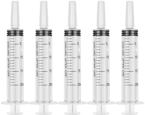 Yorgewd 5 pièces Seringue Alimentaire 20ml Plastique Seringue | Seringue de Nourriture pour Oiseaux pour Alimentation Animale la Mesure du Liquide, les Accessoires de Mascarade, L'arrosage