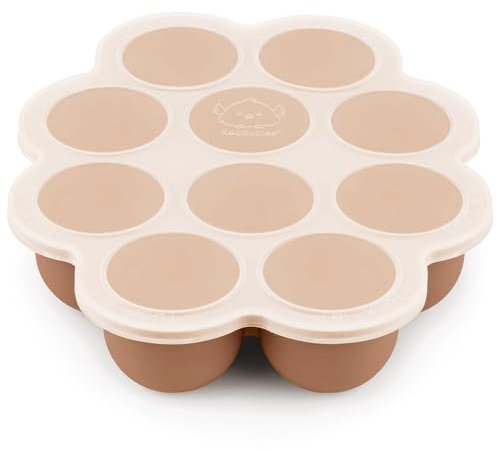 Silikon Babynahrung Aufbewahrung - 60ml x 10 Pods Silikon Babybrei Einfrieren Behälter mit aufsteckbarem Deckel, Beikost Einfrieren Behälter, Mikrowelle, BPA-Free Vorratsbehälter Babybrei (Sandstone)