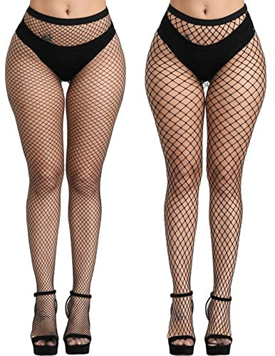 DRESHOW Mujeres Sexy Calcetines de Cintura Alta con Rejilla y Malla de Pantimedias