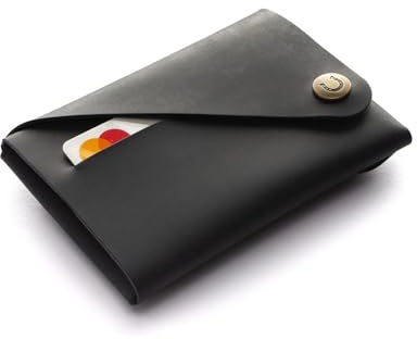 Crazy Horse Craft, Geldbörse Herren Portemonnaie Damen Kartenetui Black Wallet