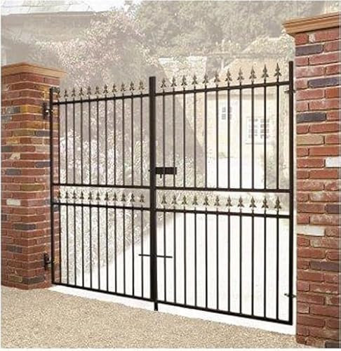 Cannock Gates Corfe Premium Spear Top Tall Flat Top Double Gate - Steel - Fits Gap 2134 mm x 1778 mm High - Electro Galv./Black Powder Coated