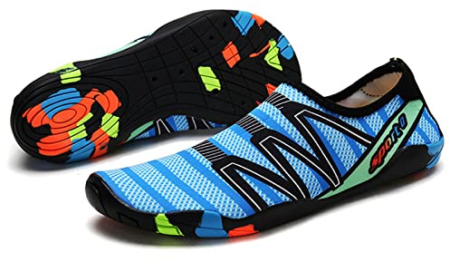 Escarpines Hombre Mujer Zapatillas de Agua Playa y Piscina Barefoot Calzado Minimalista Zapatos Pies Descalzos Water Shoes Calcetines Natacion para Actividades Acuáticas(2# Azul, 43 EU)