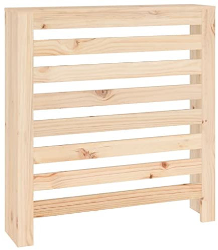 vidaXL Solid Pine Wood Radiator Cover - Natural Rustic Design with Practical Shelf and Modern Slat - Easy Assembly, Brown, Dimensions 79.5x19x84 cm