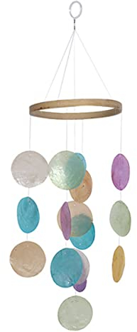 Gogogmee Bunte Muschel-Windspiele Trendige Heimdekoration Windspiele Für Draußen Buntes Meeresglas-Muschel Farbiges Capiz-Windspiel Muschel-Wandbehänge Innen-Windspiel