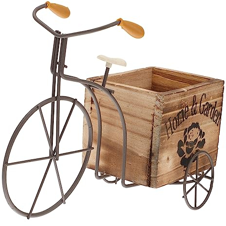 CIMAXIC Box-Topf-Holz-Fahrrad-Pflanzgefäß-Halter Mini-Holz-Blumentopf Vertikaler Fahrradständer Skulpturen Heimdekoration Hochzeitsgeschenke Blumenkasten Holzornament