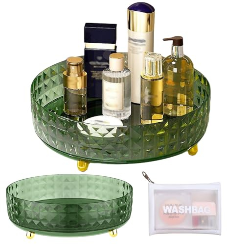 Tohoee 360° Rotative Organisateur Maquillage cosmétique, 28 x 8.8cm Multifonction Rond Organisateur, Rack Stockage Rotatif pour Commode, Chambre, Salle de Bain