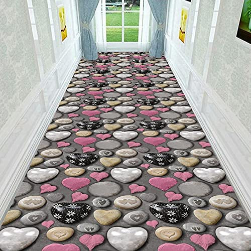 Door Mat Pink Heart Grey Outdoor Rug Polyester Rugs Living Room Door Mats Indoor Thicken Rugs for Bedroom Washable Outdoor Mats for Front Door Non Slip Doormat Area Rugs 120x160cm
