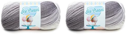 Lion Brand 100 Percent Acrylic Ice Cream Yarn, Cookies and Cream,10.89 x 10.89 x 22.32 cm (Pack of 2)