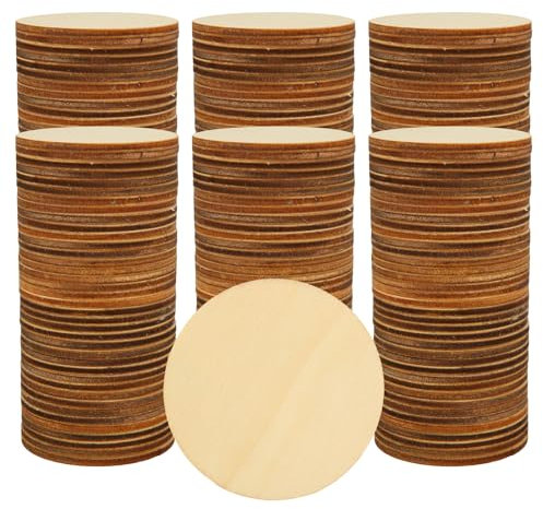 VIDETOL 300 Pcs Unfinished Round Wood Circles, 5cm Blank Wooden Slices, Plain Natural Wooden Discs for DIY Crafts, Decoration, Christmas Party Ornaments