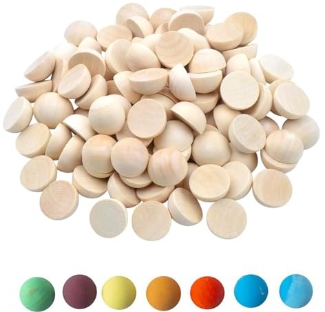 100 Stück Natürliche Halbe Holzkugeln Naturbelassene Halbe Holzkugeln Halbrunde Holzkugeln zum Basteln Mini-Halbkugel Gespaltene Holzkugeln für DIY-Projekte, Kunst- und Bastelbedarf, 20 mm