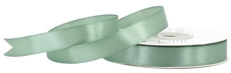 Satinband 12mm x 25m Rolle - FARBAUSWAHL in 3/6/12/18/25/38/50/75/100mm - farbecht & waschbar - Schleifenband für Hochzeit - Geschenkband zum Verpacken Dekorieren Basteln - Eukalyptus 509