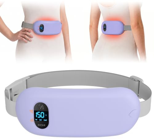Heat Pad for Period Pain Relief, Upgraded 6 Heat Massage Modes Electric Fast Heating Pad for Lower Back Pain Cramp Heated Belt Menstrual Rechargeable USB Heating Pad Gifts for Women Girls Her Purple