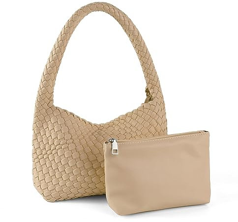 LIKEBAG Gewebte Handtasche für Damen, veganes Leder, Schultertasche und Geldbörse, klein, modisch, Shopper Totes Damen Unterarmtaschen, aprikose