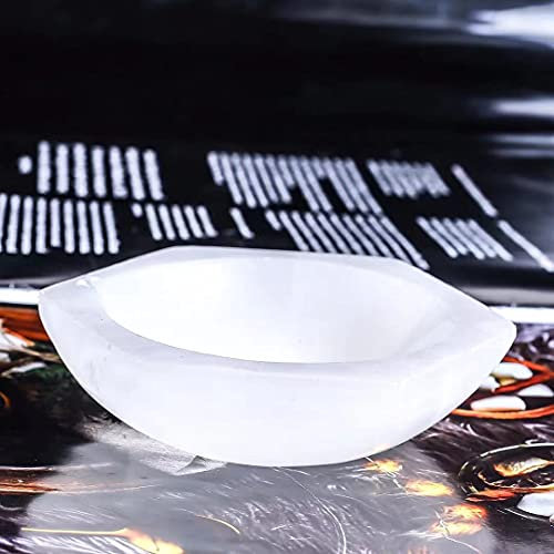 BIANMTSW Cuenco Tallado de Cristal de Cuarzo de selenita de Yeso Natural de 80mm 1pc Inicio Colecciones