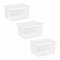 Set of 3- Large Wham Crystal Clear Strong Plastic Storage Boxes with Lids Stackable Nestable Container Multipurpose Storage Box Organising Box For Toys Garage Home Office Made in UK (25L Litre)