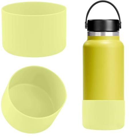 Linkidea Water Bottle Boot Compatible with Hydro Flask Wide Mouth Flex Cap/Straw Lid/Chug Cap 32oz/40oz, Silicone Bottle Bottom Sleeve Cover Protector, Bottle Bumper (Pineapple / 2 Pack)