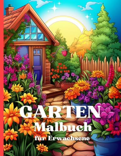 Garten Malbuch für Erwachsene: Kreativität und Entspannung | Garten- und Blumen Ausmalbuch mit 56 wunderschöne Motiven | Großformat A4