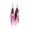 Ohrringe Damen Böhmische Art-Quasten-Feder-Ohrringe Mode-Feder-Ketten-Ohrring (Pink, One Size)