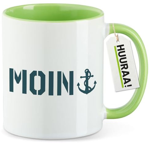 Huuraa Kaffeebecher Moin Anker Geschenk 330ml Grün Moin Anker Mitbringsel