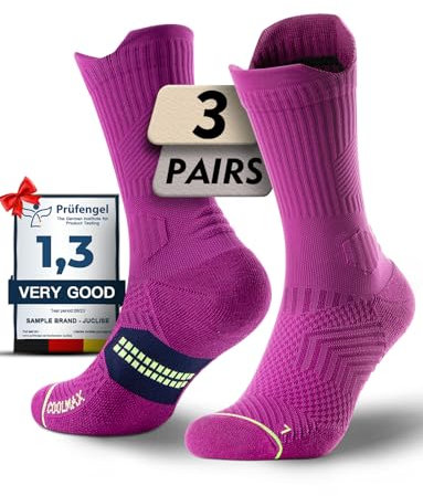 Chaussettes de course à pied à compression en viscose de bambou, évacuant l'humidité, anti-ampoules, pour la randonnée gym (FR/ES, Numérique, 38, 42, Taille normale, Taille normale, Rose Rouge)