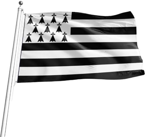 8ft x 5ft Grand Drapeau Breton 240x150cm Drapeau Bretagne Avec œillets Métalliques Garden Parade Intérieur Extérieur Party for World Cup Celebration