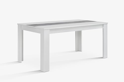 möbelando Esstisch >Dining Tables< in Betonoptik Lichtgrau/Weiss - 160x74,7x90cm (BxHxT)