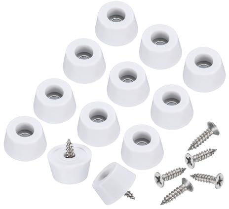 sourcing map 24pcs Rubber Feet Bumpers Buffer Non-Slip Rubber Feet Pad with 4mm Screws for Cutting Board, Cutting Board Feet Non-Slip, Cutting Board Rubber Feet (White, 0.4H x 0.8D)