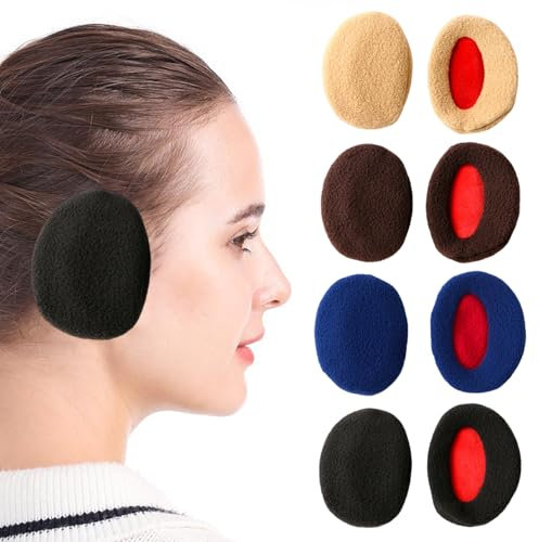Celiodd 4 Paar Ohrenwärmer Damen/Herren Ohrenschützer Wind Ohrenwärmer Fahrradhelm Ohrenschützer für Damen Ohrwärmer Winter Verdickt und Warm Frostschutz-Ohrenschützer (M,Schwarz/Marine/Khaki/Braun)