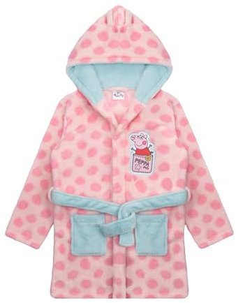 Peppa Pig Mädchen Bademantel Peppa Wutz Morgenmantel Fleece Hausmantel (DE/NL/SE/PL, Numerisch, 110, Regular, Rosa)