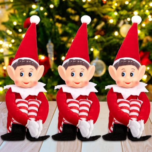 BBLTIFF 3PCS Weihnachts-Elf, Kleine Wichtel 35CM, Wichtel Figuren, Weihnachtsdekoration als Wichtel Puppe oder Klassische Elfen Figuren, Lustige und Verspielte Elfen Verhalten