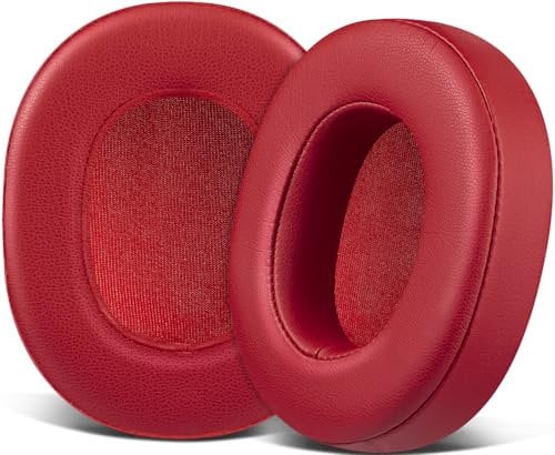 SOULWIT Replacement Earpads for Skullcandy Hesh 3/ANC/Evo & Crusher Wireless/ANC/Evo & Venue ANC Over-Ear Headphones, Ear Pads Cushions with Soft Protein Leather, Noise Isolation Foam - Red