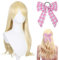 Perücke Prinzessin Damen Mädchen Blonde Perücke Barbie Damen Kostüm Prinzessin Perücke Barbie Haarschmuck Schleife Kostüm Accessoires ür Karneval Frauen Cosplay Party