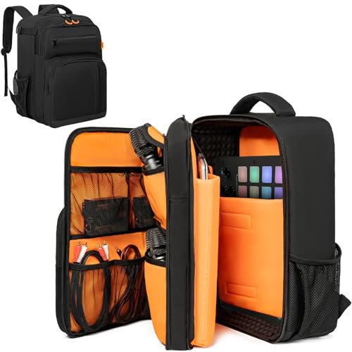 GMAK Zaino per mixer audio compatibile con RODECaster Pro, RODECaster Pro II, RC Duo, custodia da viaggio per mixer DJ, con molte tasche, borsa protettiva per mixer audio per cavi, attrezzatura