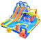 WELLFUNTIME - 3 Slide Inflatable Park with Blower, Inflatable Bounce House with Climbing Wall, Water Cannon, Dartboard, Flower Sprayer and Deep Pool