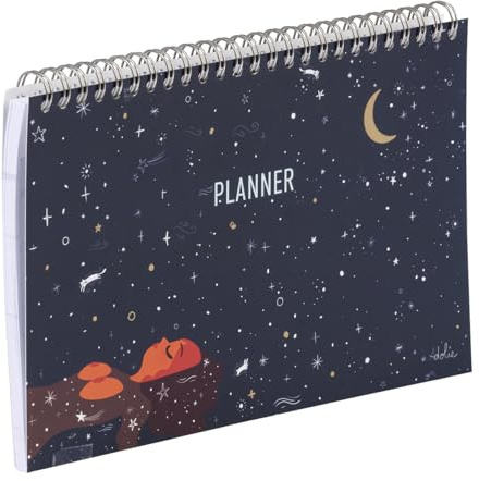 Clairefontaine 116295C - Planner Block Adolie, mit kopfseitiger Doppelspiralbindung, Querformat 22x14 cm, 53 bedruckte Blätter, 1 Stück