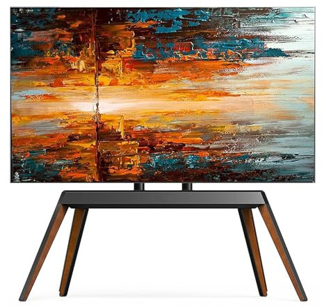 Floor TV Stand With Mount For 55-85 Inch TVs, TV Stand For Living Room With Wood Base, Space Saving Design For Most LED TVs, Perfect For Corner & Bedroom(Walnut)