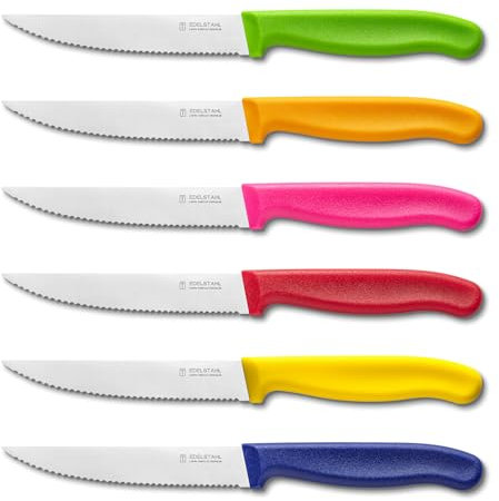 targzier Coltelli da bistecca,Set di Coltelli da tavola da 6 pezzi,Coltelli bistecca in acciaio inox,Coltello da cucina seghettato,posate da bistecca da cucina,Lavabili in lavastoviglie
