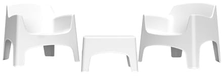 Totò Piccinni Set IBIZA 2 Poltrone impilabili e Tavolino in polipropilene dal design moderno MADE IN ITALY (Bianco, 2 Poltrone e Tavolino)