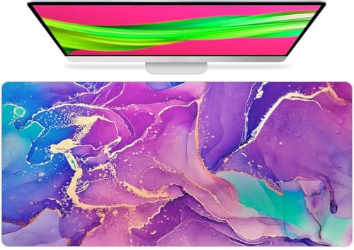 Large Mouse Pad Desk Mat Protector Keyboard Pad Desktop Office School Essentials Decor Big Extended Laptop Computer Accessories Pretty Mouse Pad Women Girls Marble Purple XL 600x300x3mm