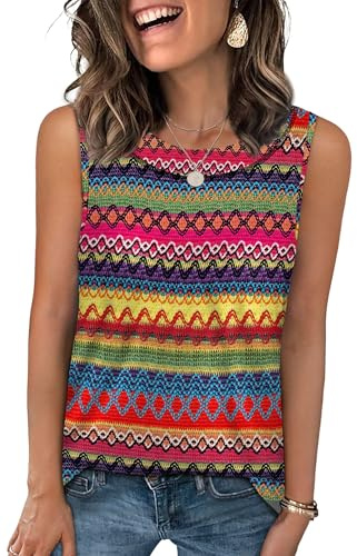 WIHOLL Vests for Women Summer Tops Ladies V Neck Sleeveless Tank Top Basic Casual Loose Fit